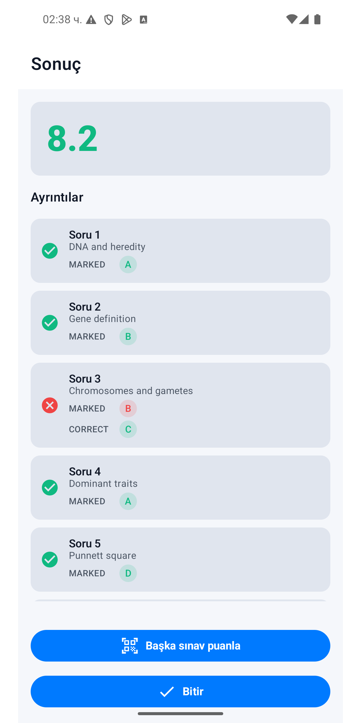 Ilmuno sinif sonuclari ekraninin gercek gorunumu
